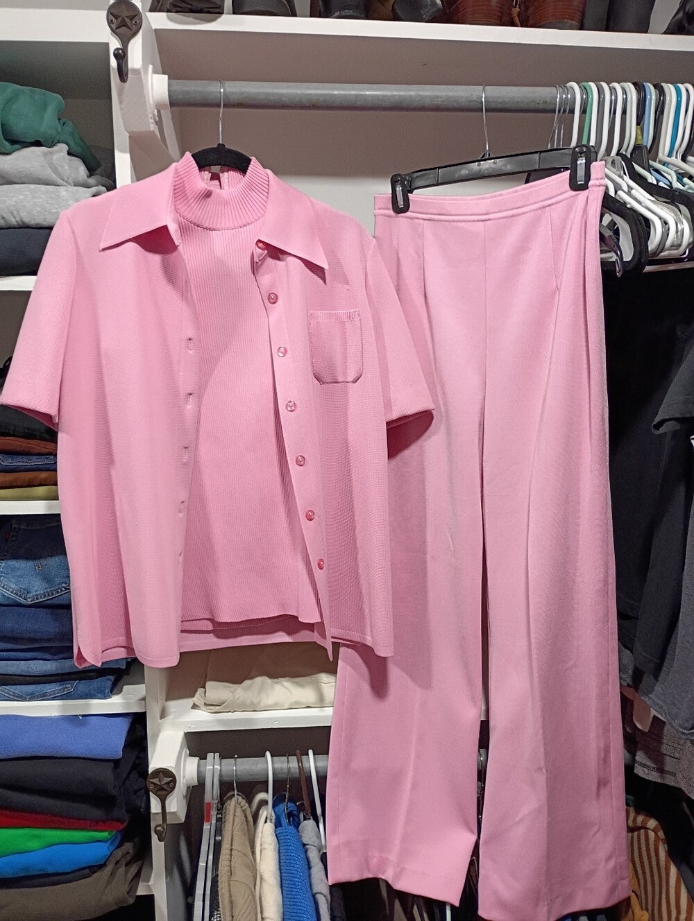 Vintage 70s Baby Pink 3 Piece Pant Set